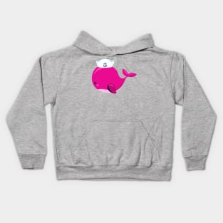 Sailor Whale, Little Whale, Cute Whale, Pink Whale Kids Hoodie